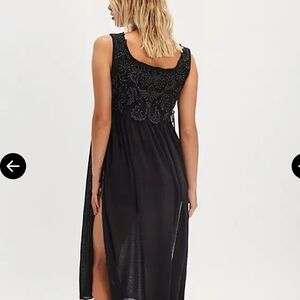 Free People Black Embroidered Sleeveless Top